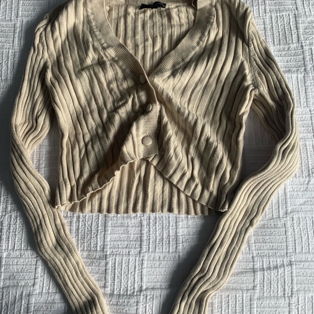 Dynamite Cream Ribbed Cardigan